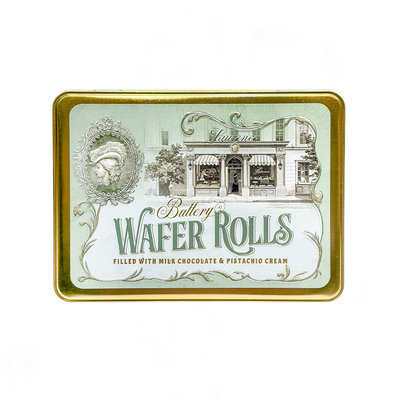 Laurence Pistachio Wafer Rolls Metal Tin 330g